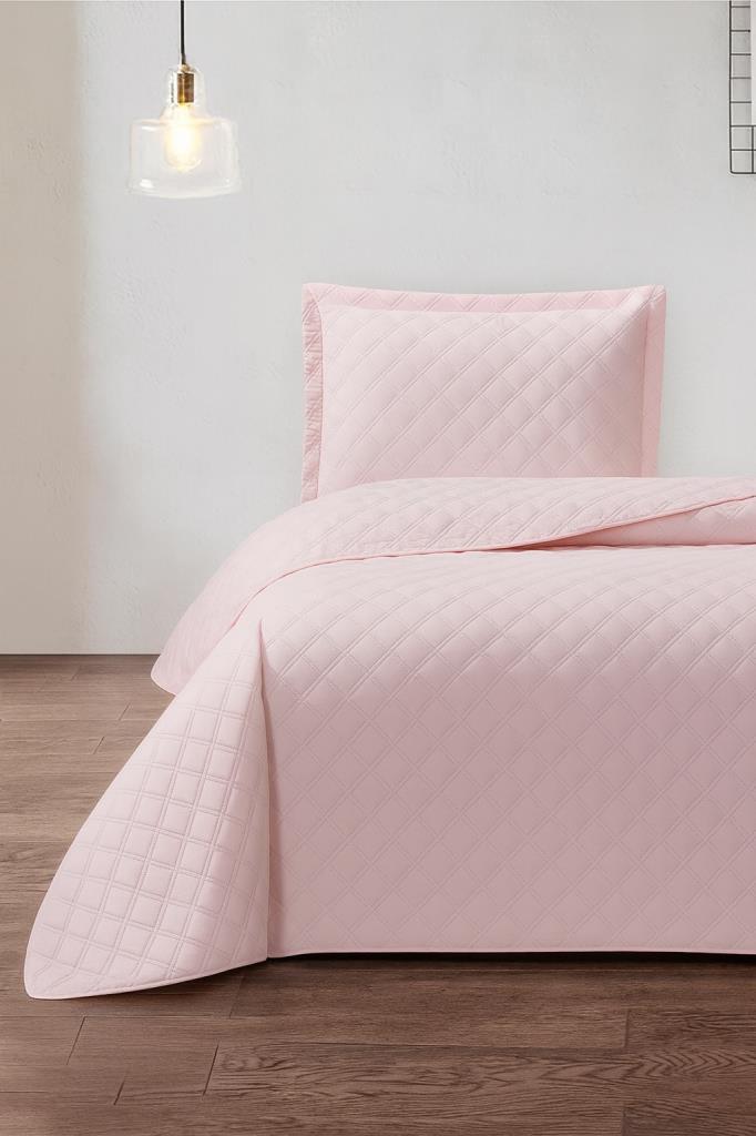 Zagreb Elyaf Dolgulu Tek Kişilik 180x240 Cm Yatak Örtüsü Pudra - 1