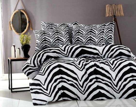 Zebra Çift Kişilik Nevresim Seti Siyah Beyaz - Çeyiz Diyarı