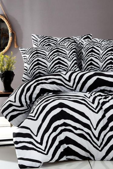 Zebra Çift Kişilik Nevresim Takımı Siyah Beyaz - Çeyiz Diyarı