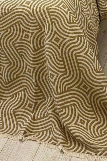 Zebra Müslin Çift Kişilik Saçaklı Pike Takımı 230x250 Kahve - Çeyiz Diyarı (1)